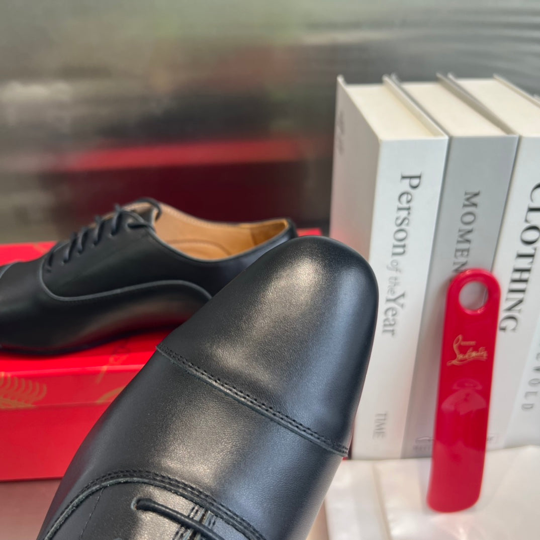 Christian Louboutin 2026 Greggo Oxford Shoe Black Red Calfskin 384247