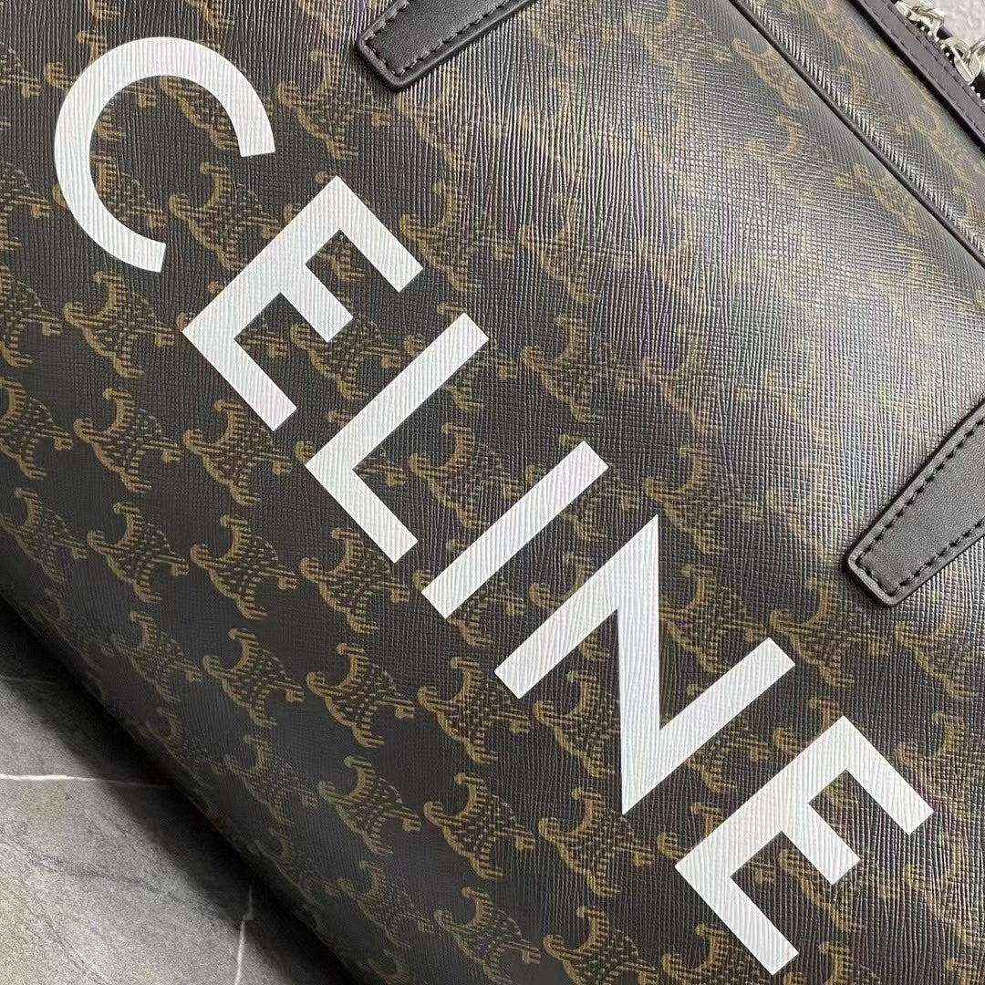 Celine 2026 Voyage Bag 45cm Black White Canvas Leather