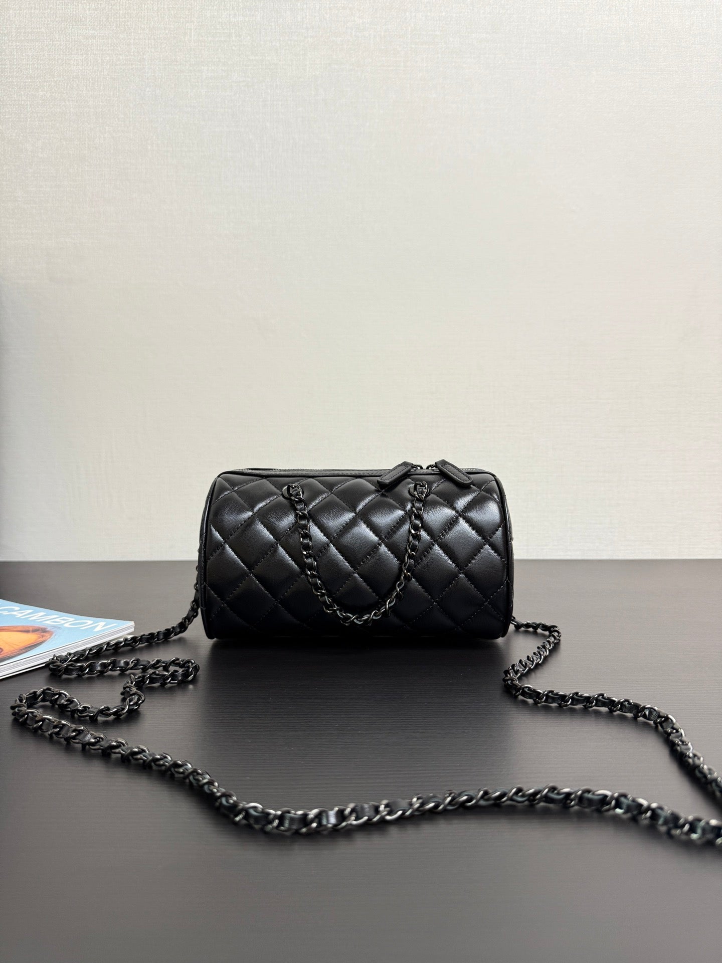 Chanel 2026 Bowling Bag 18.5cm Full Black Lambskin