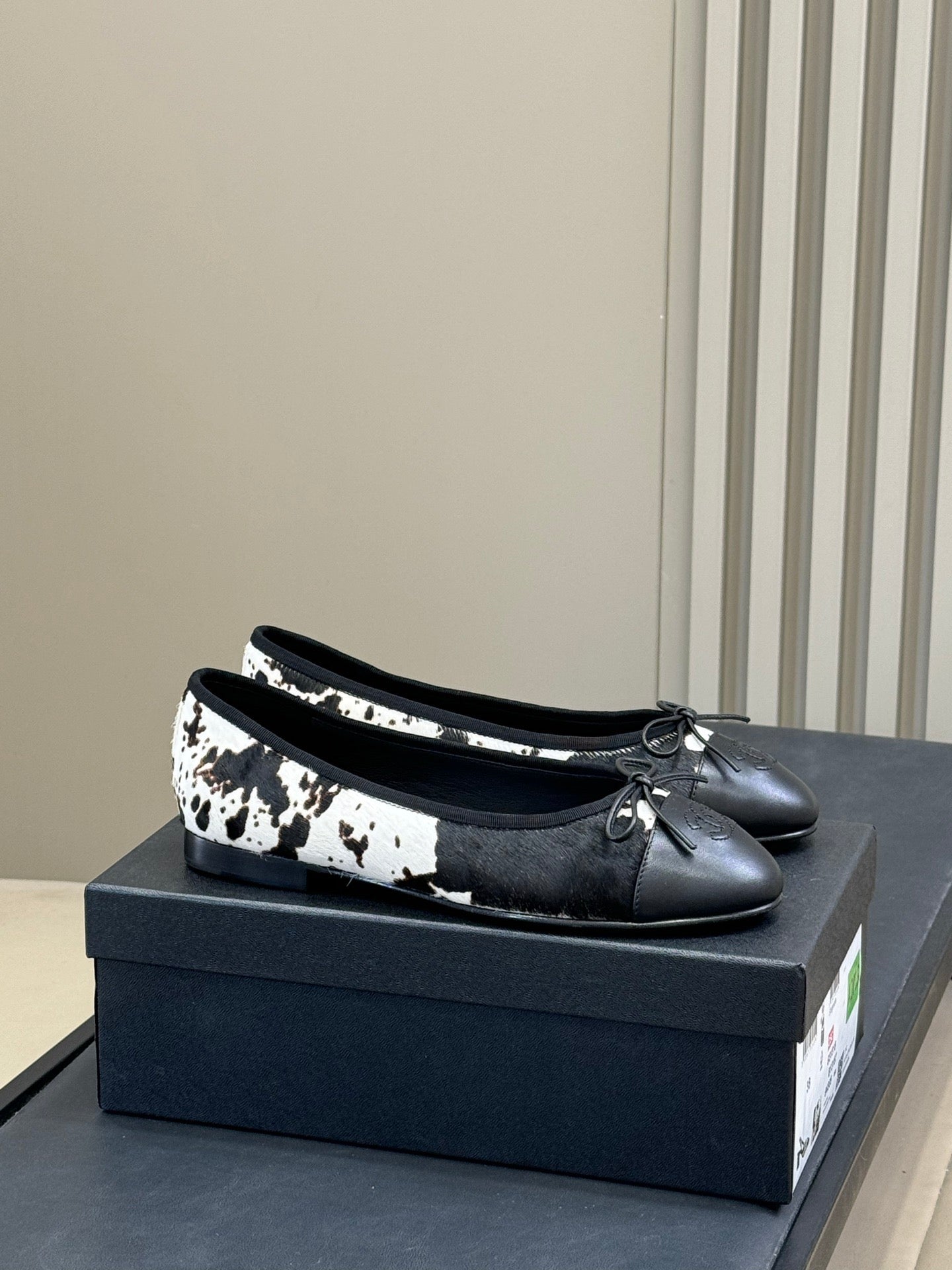 Chanel 2026 Ballerina Flat Black White Horsehair Sheepskin