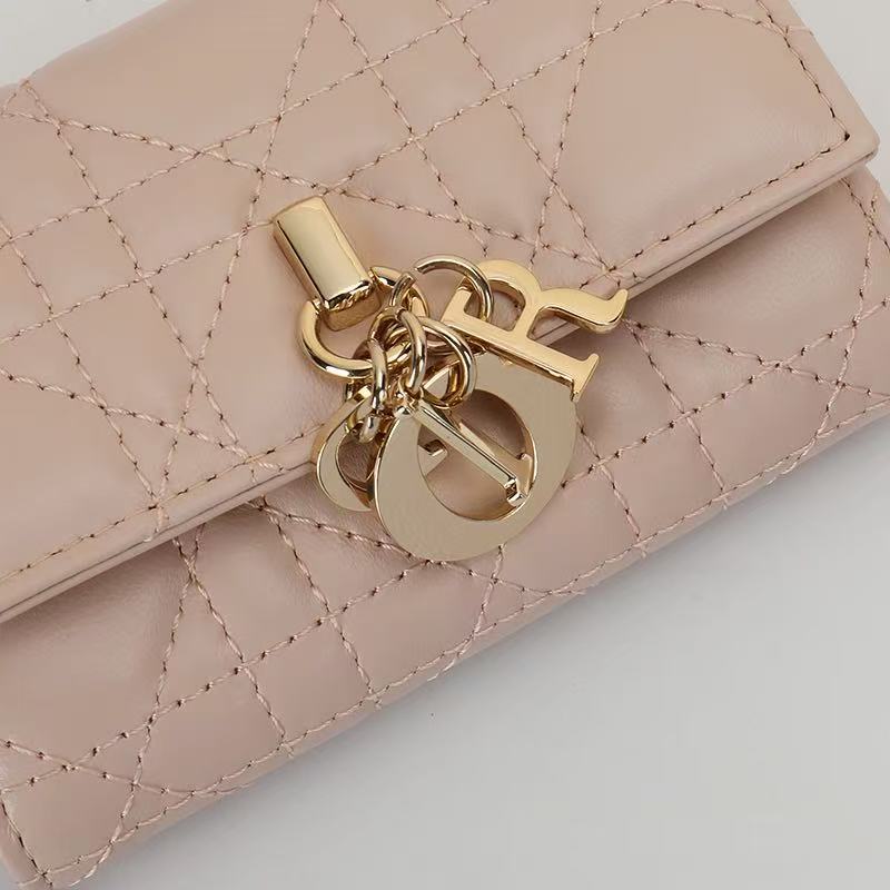 Dior 2026 My Dior Glycine Wallet 11cm Pink Cannage Lambskin