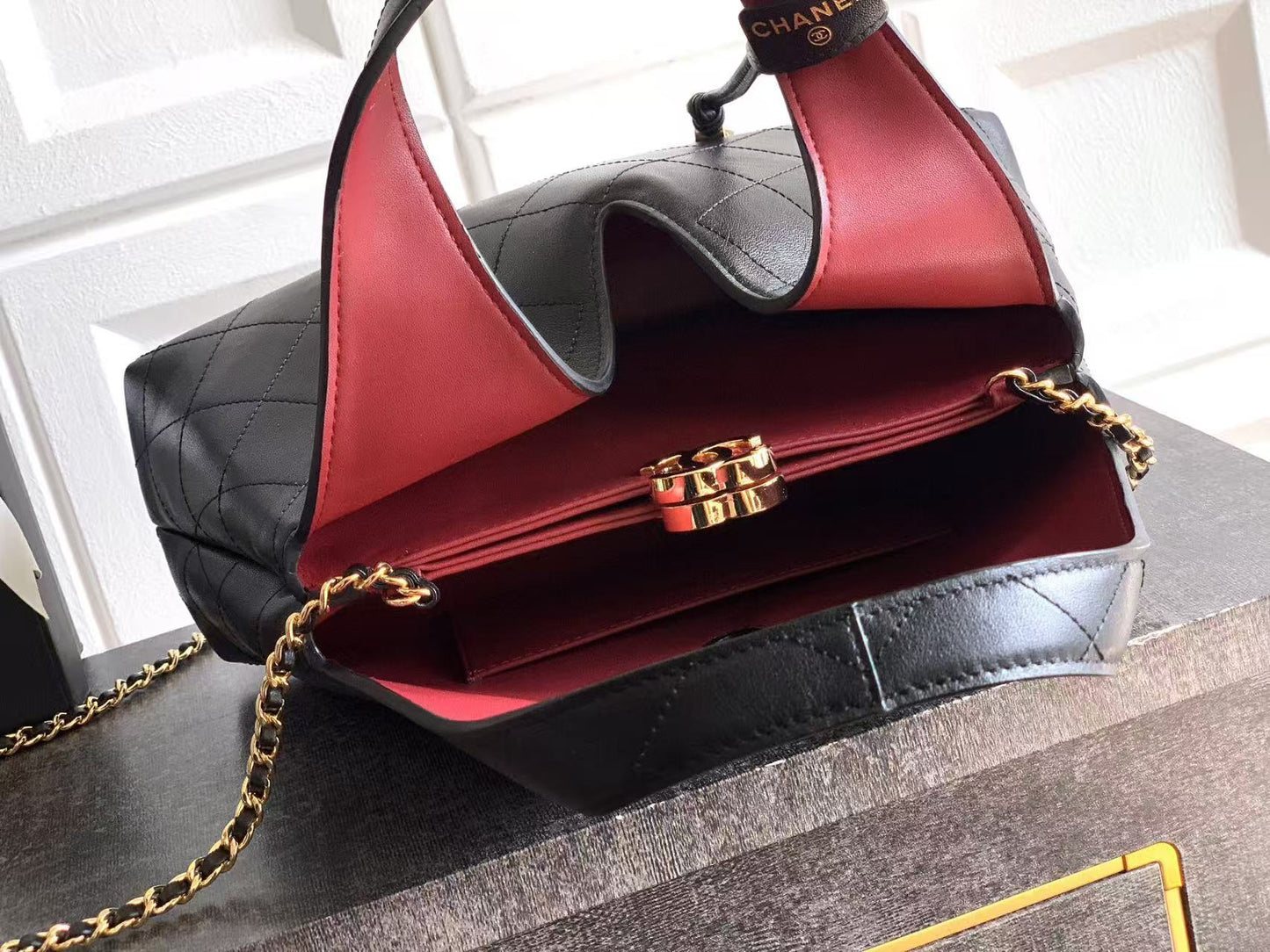 Chanel 2026 Hobo Bag 32cm Black Calfskin Leather