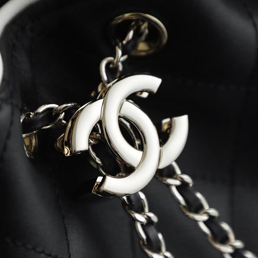 Chanel 2026 Hobo Bag 22cm Black White Calfskin