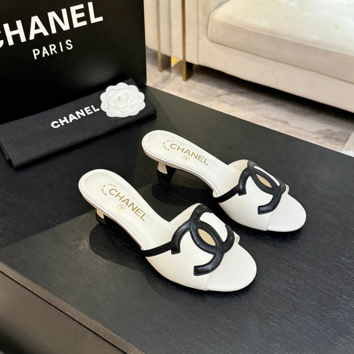 CC 2026 High Heeled Slippers 45 Sheepskin Double C