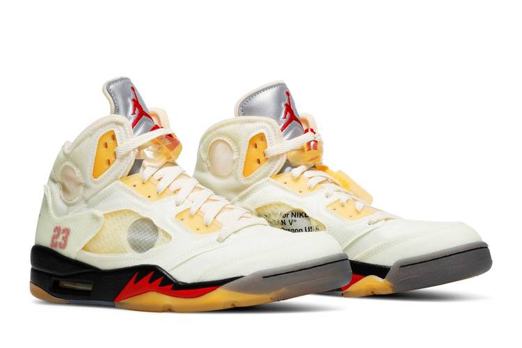 Air Jordan 5 Retro Off-White Sail Sneakers - Collaboration Release