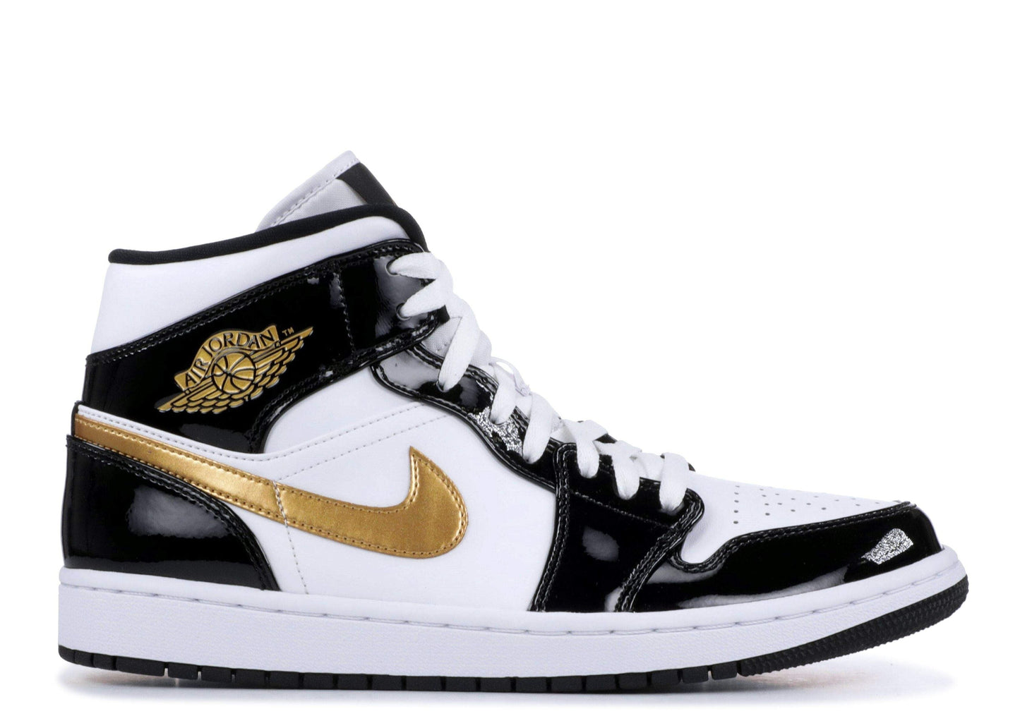 Air Jordan 1 Mid Patent ‘Black Gold’ Unfading Sneaker Sneakers - Cushioned St...