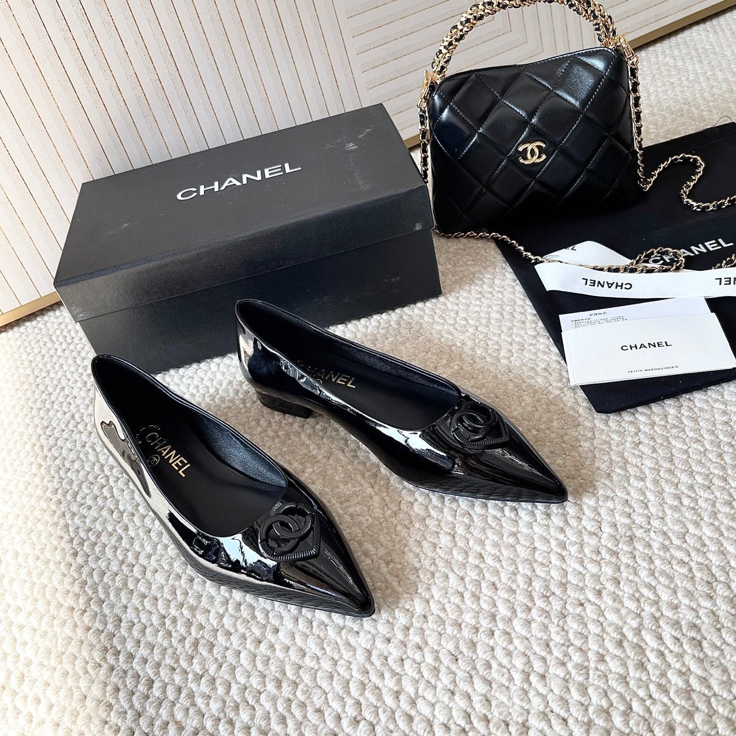 Chanel 2026 Pump With Heart-shaped Buckle Black Patent Leather 787144