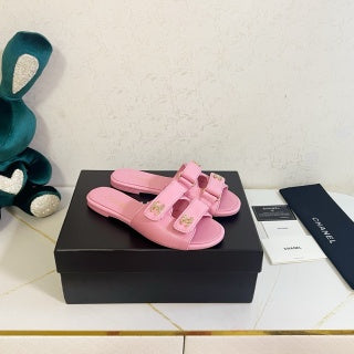 Chanel 2026 Velcro Mules CC Gold Logo Leather 779356