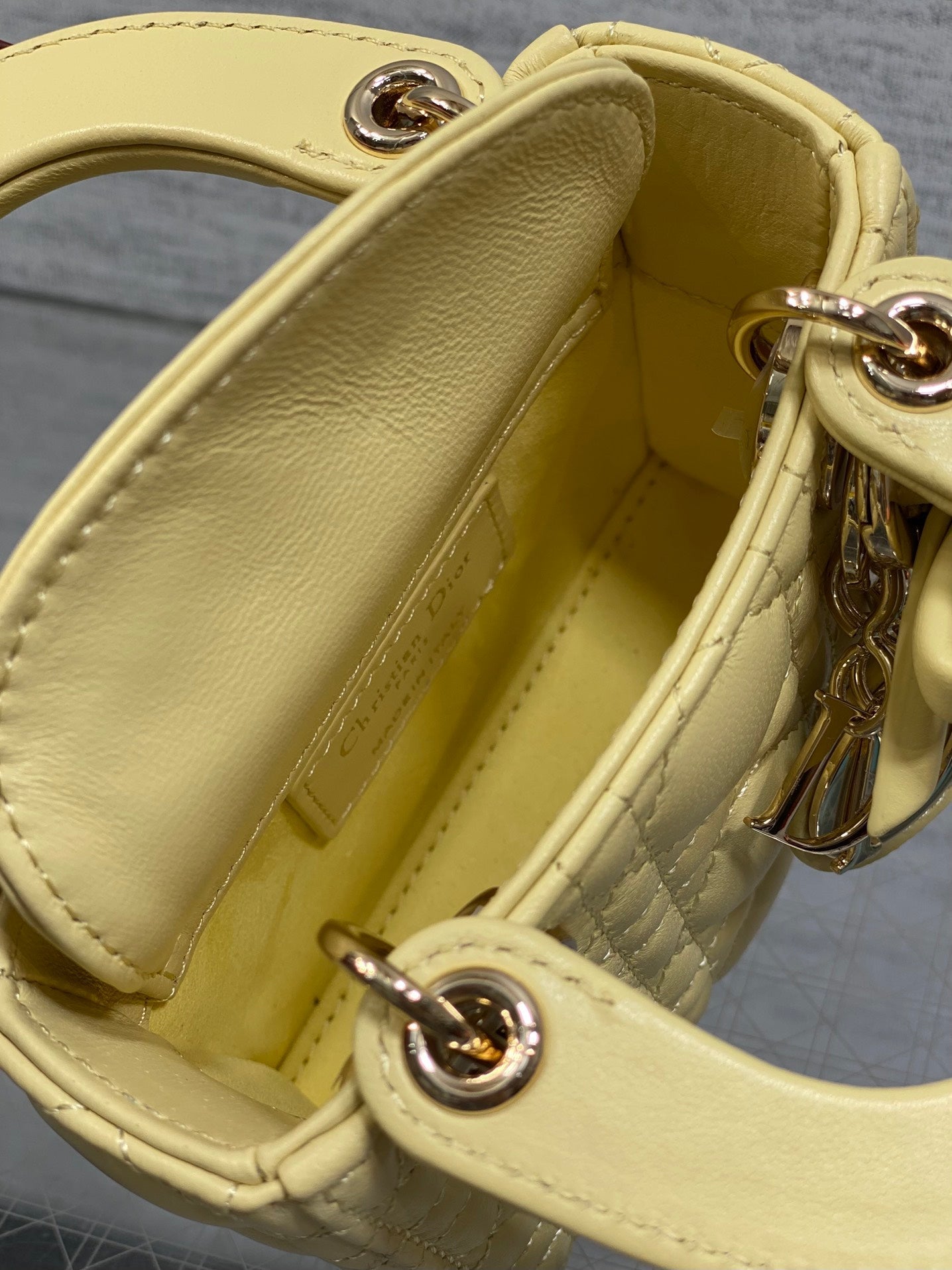 Dior 2026 Bow Lady D-Joy Yellow Cannage Lambskin With Light Gold 286555
