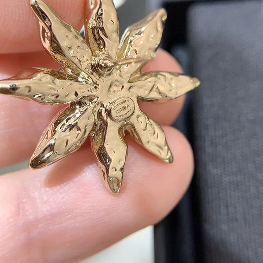 Chanel Light Gold Sunflower Earrings
