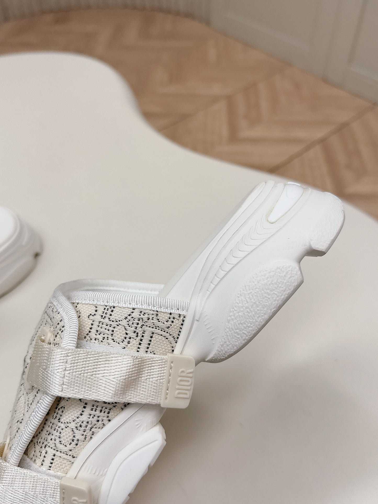 CD 26s Platform Slippers 35 Cream White Canvas Lambskin 643810