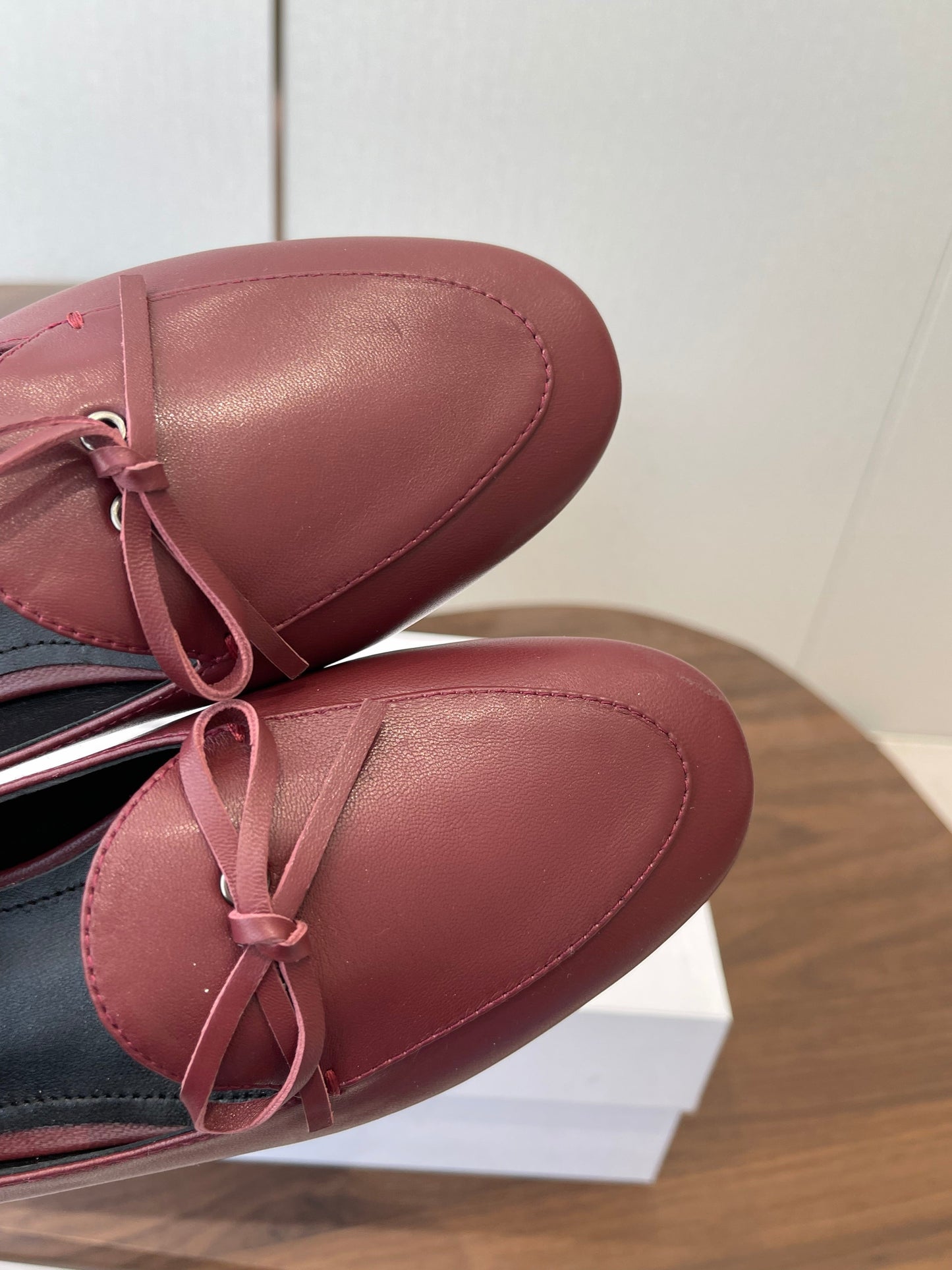 Celine 26 Loafers Burgundy Sheepskin 624691