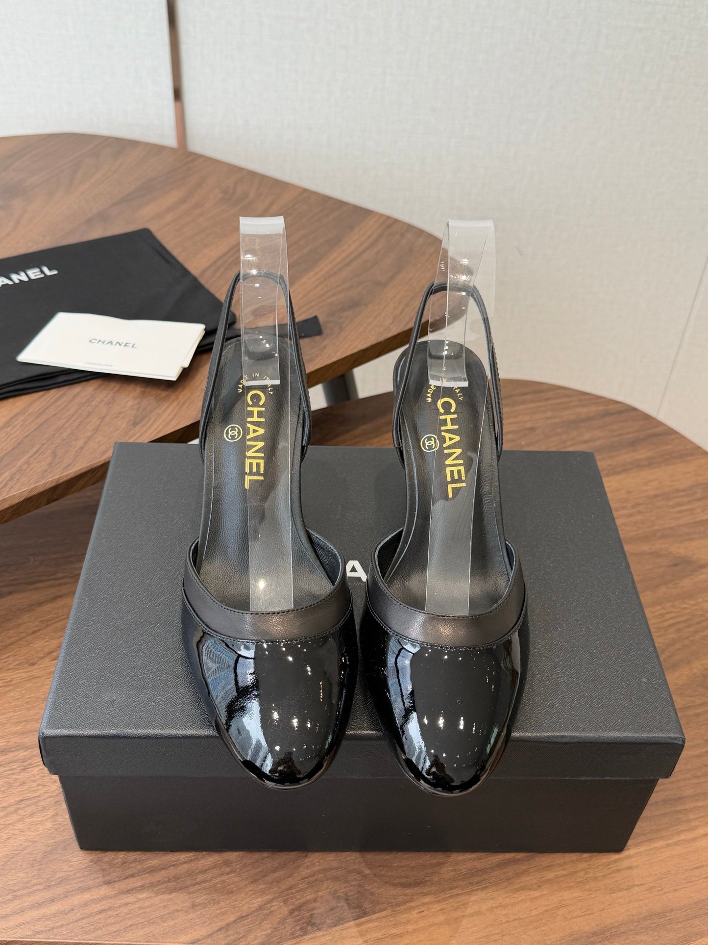 Chanel 2026 Back Strap High Heels Sheepskin Patent Leather 833962