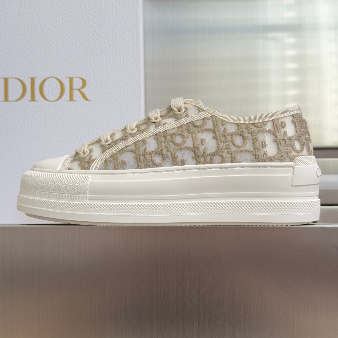 Dior 2026 Walk'n'Dior Platform Sneaker White Beige Fabric Sheepskin 713665