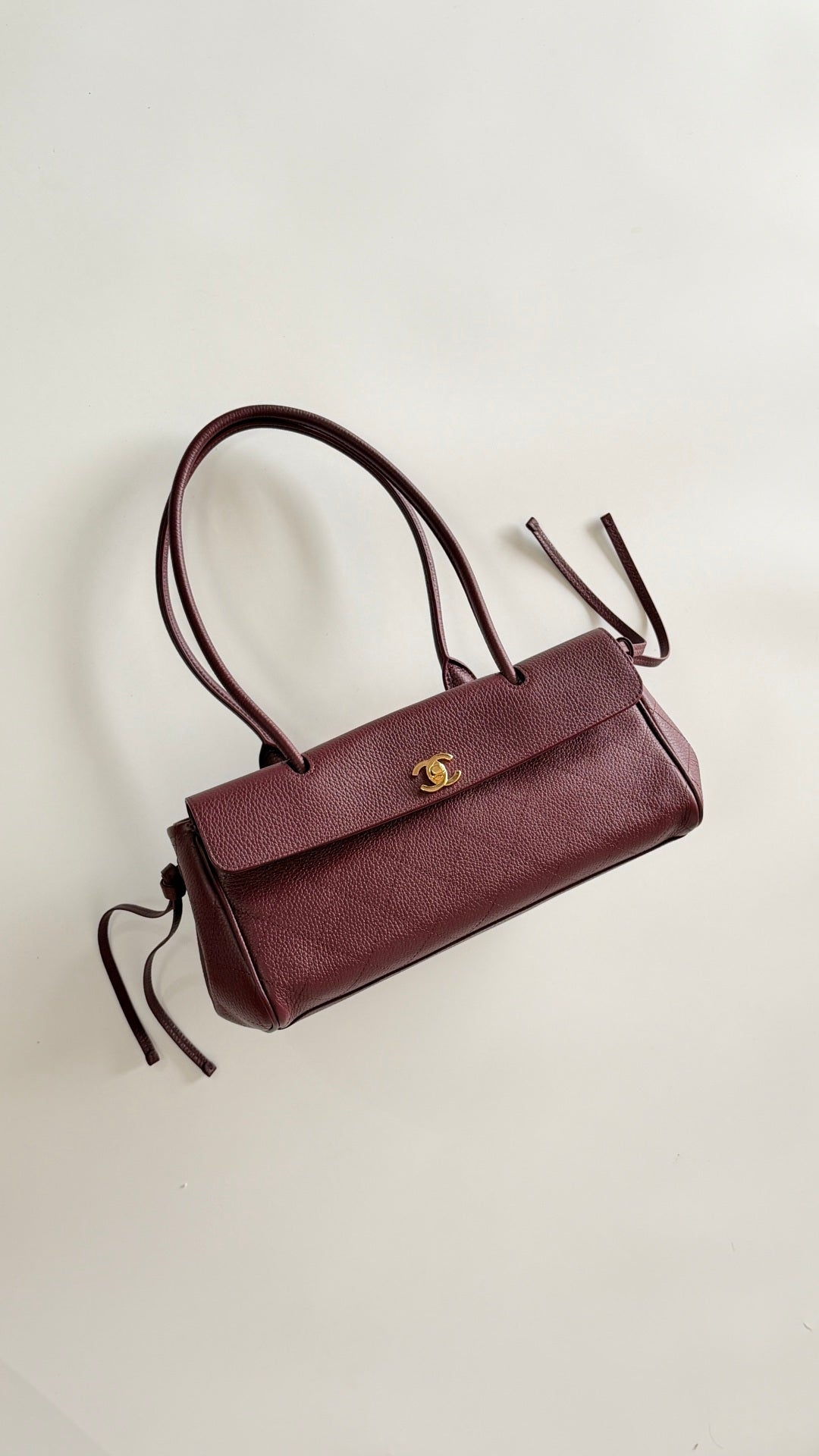 Chanel 2026 Shopping Bag 30.5cm Burgundy Red Grained Calfskin