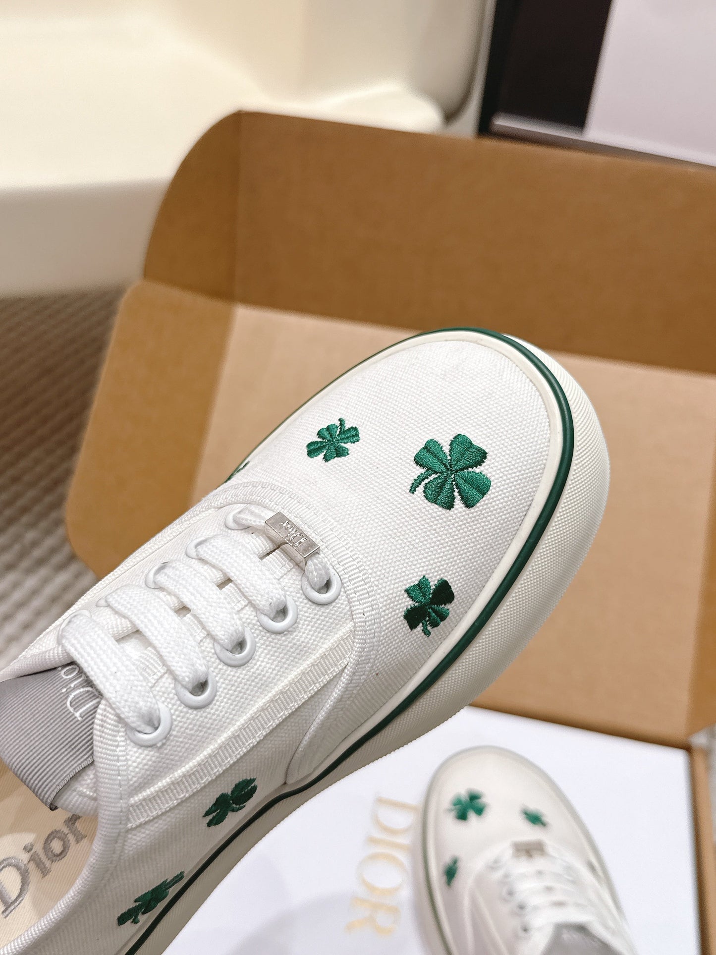 CD 26 Platform Sneaker White Green Canvas 632439