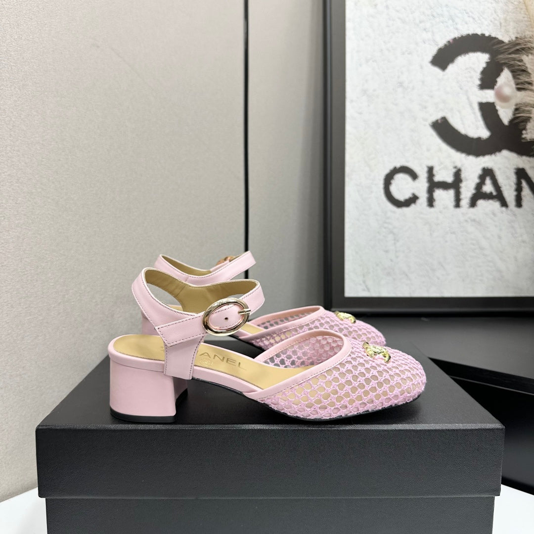 CC 2026 Mary Jane Sandals 45 Light Pink Satin Cowhide 668116