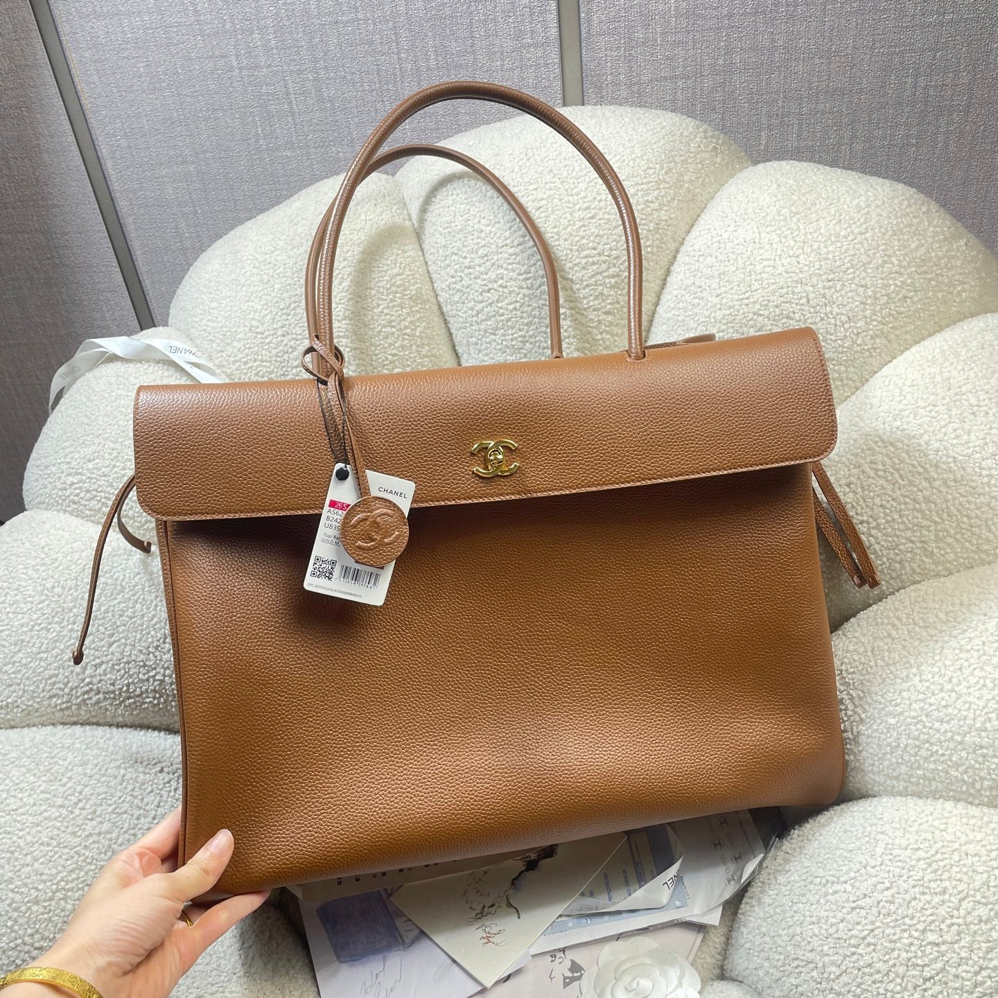 Chanel 2026 Shopping Bag 43cm Brown Grained Calfskin