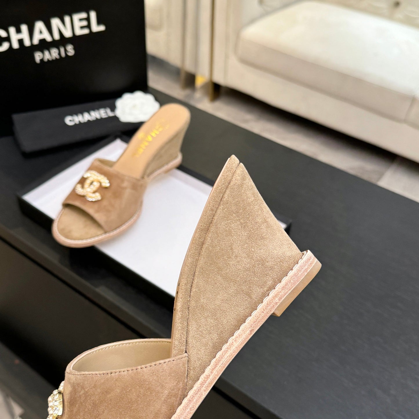 CC 2026 Wedge Sandals 65 Light Brown Suede 667772