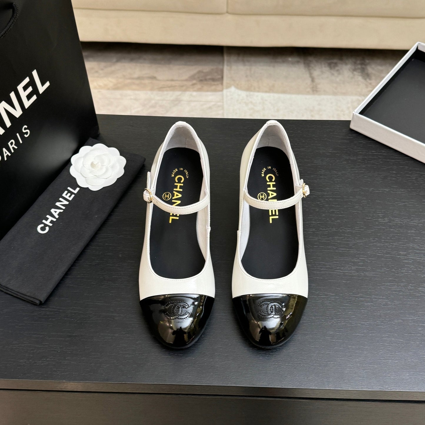 CC 2026 Mary Jane 65 White Black Patent Leather 700643