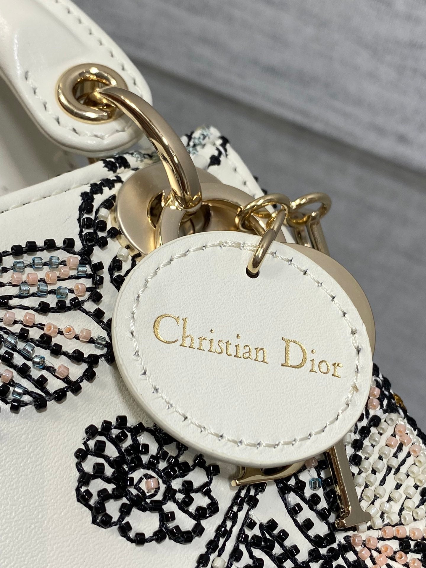 Dior 2026 Butterfly Embroidery Bag 12cm White Mix Color Leather 352067