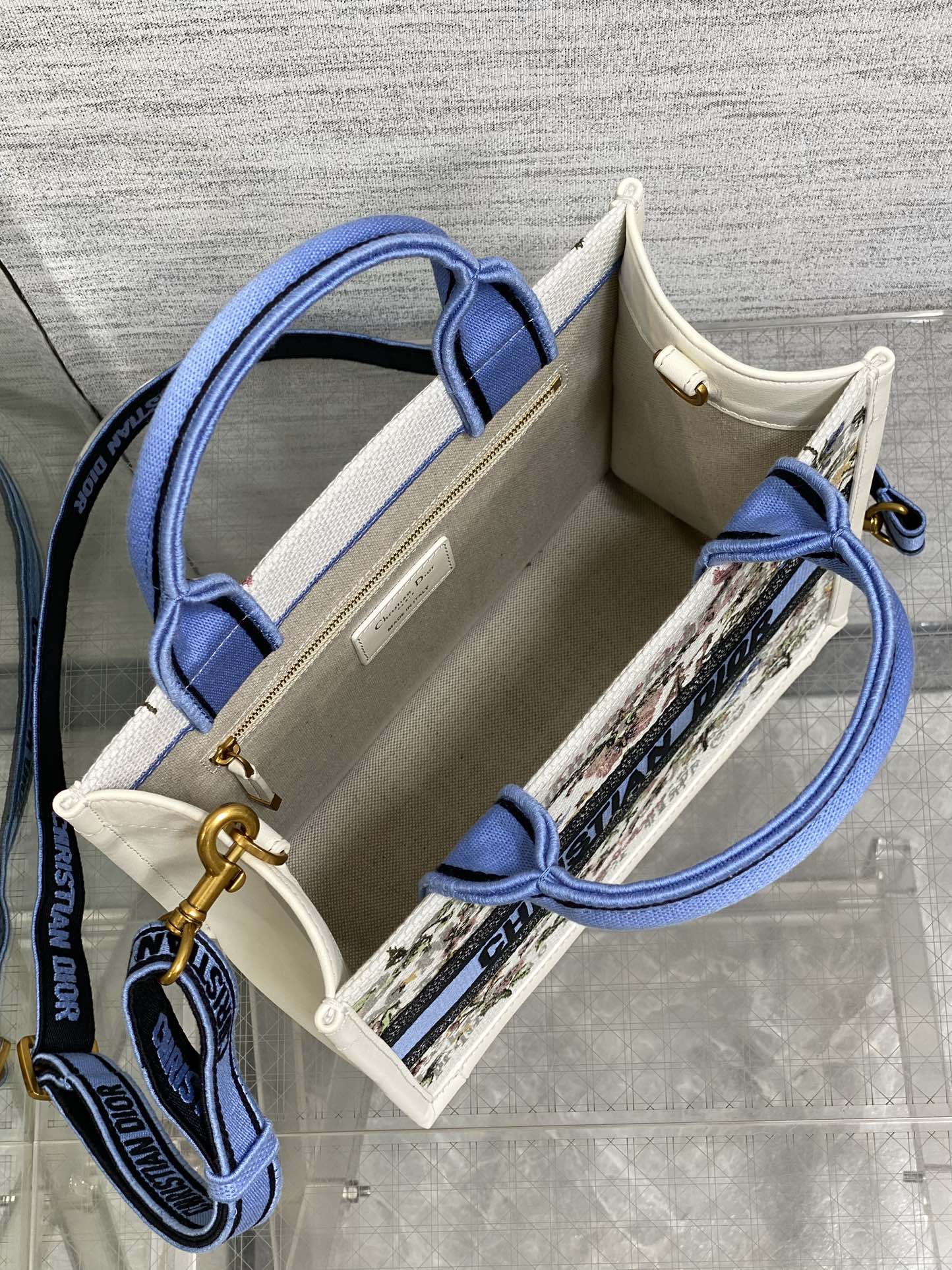 Dior 2026 Book Tote 26cm White Blue mix Colors Canvas