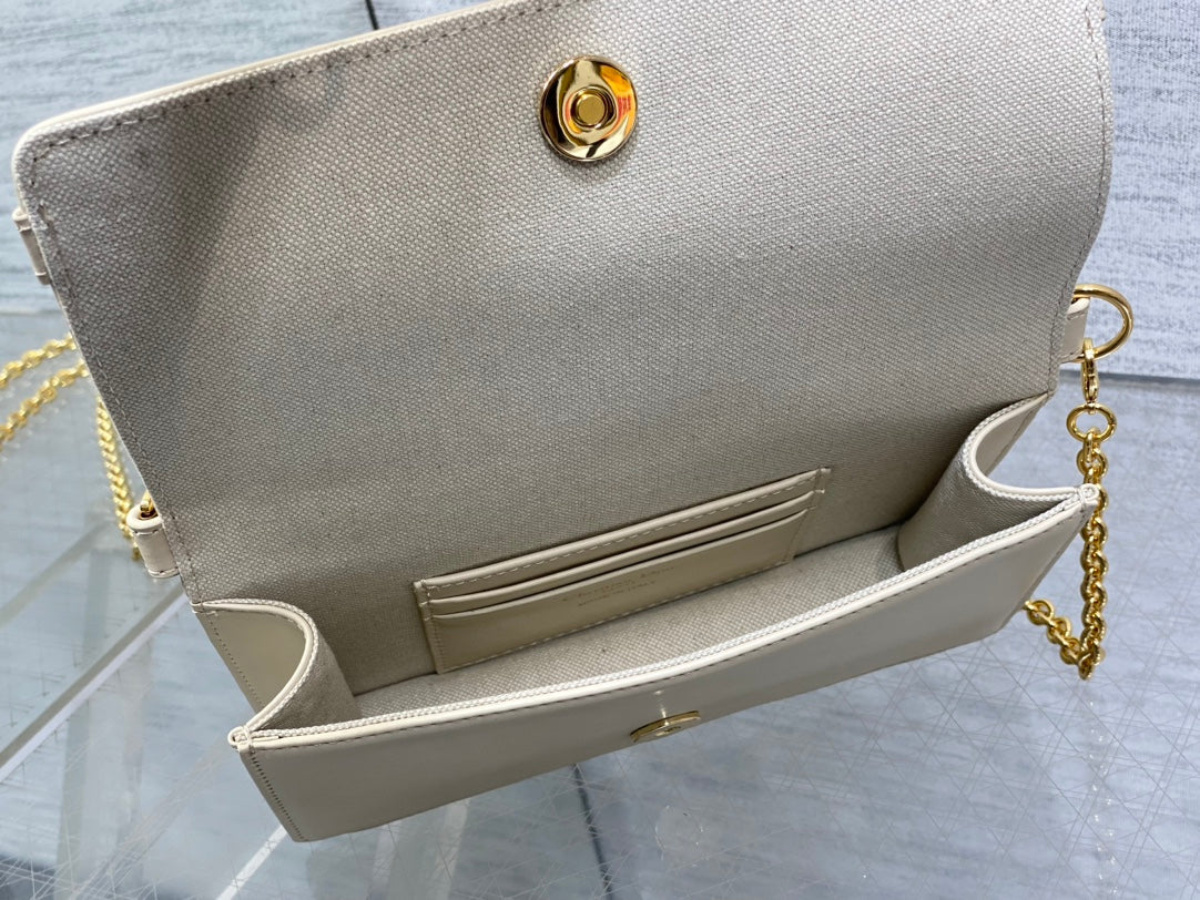 Dior 2026 Montaigne Cigale Bag 20.5cm Blue White Canvas Leather 272677
