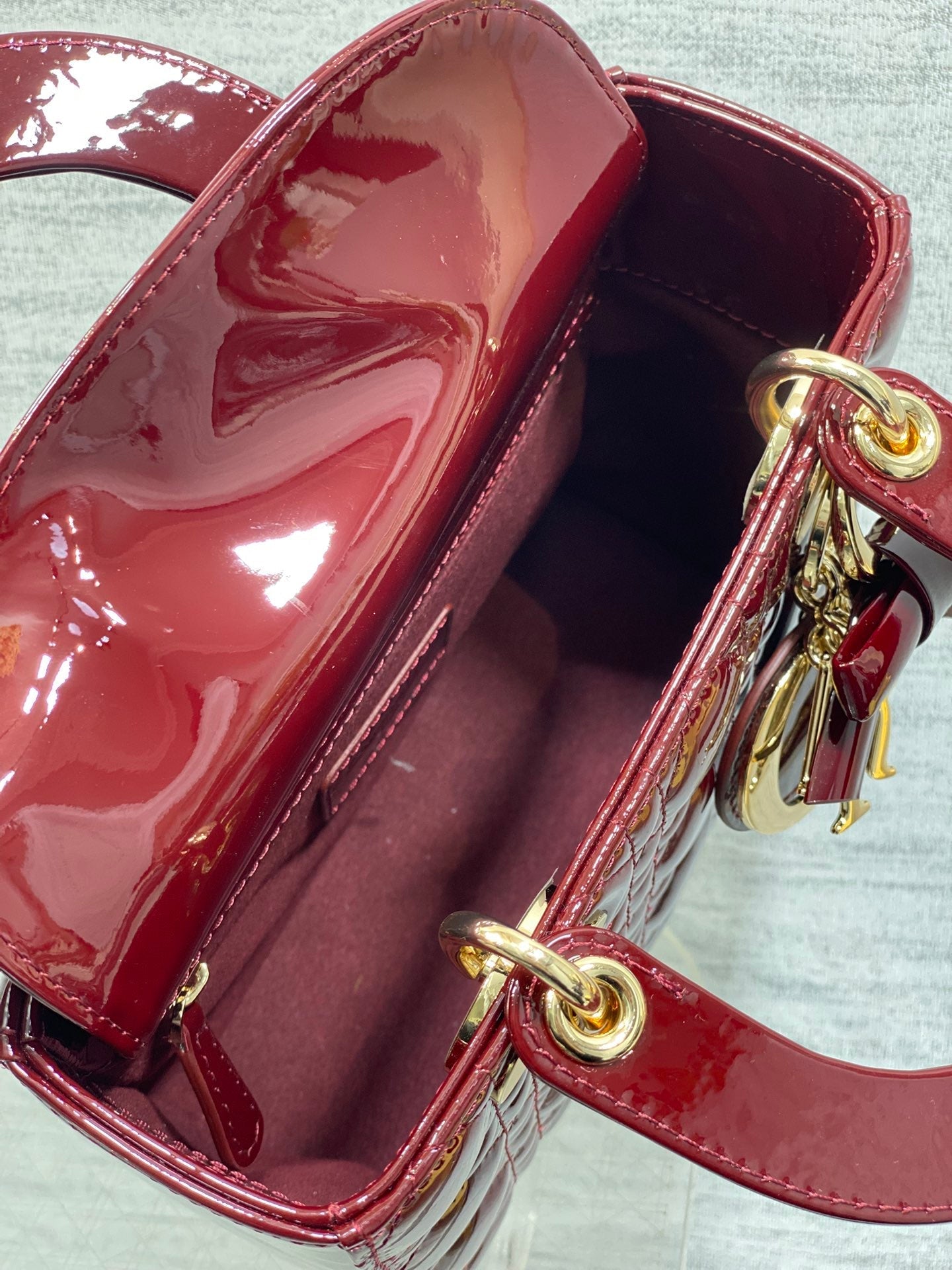 Dior 2026 Bow Lady Dior 20cm Red Patent Leather 289215