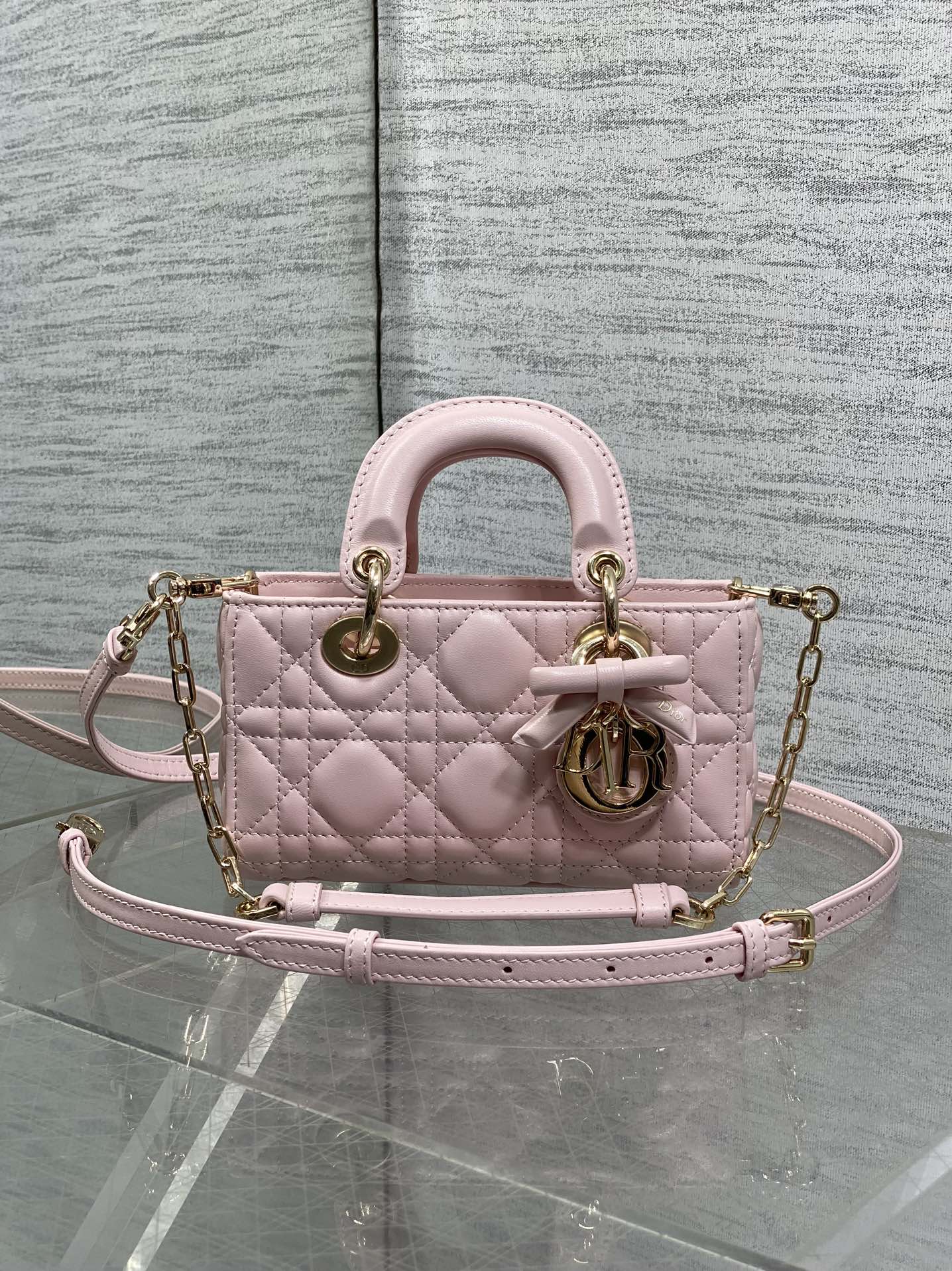 Dior 2026 Bow D-Joy Micro Bag Pink Lambskin