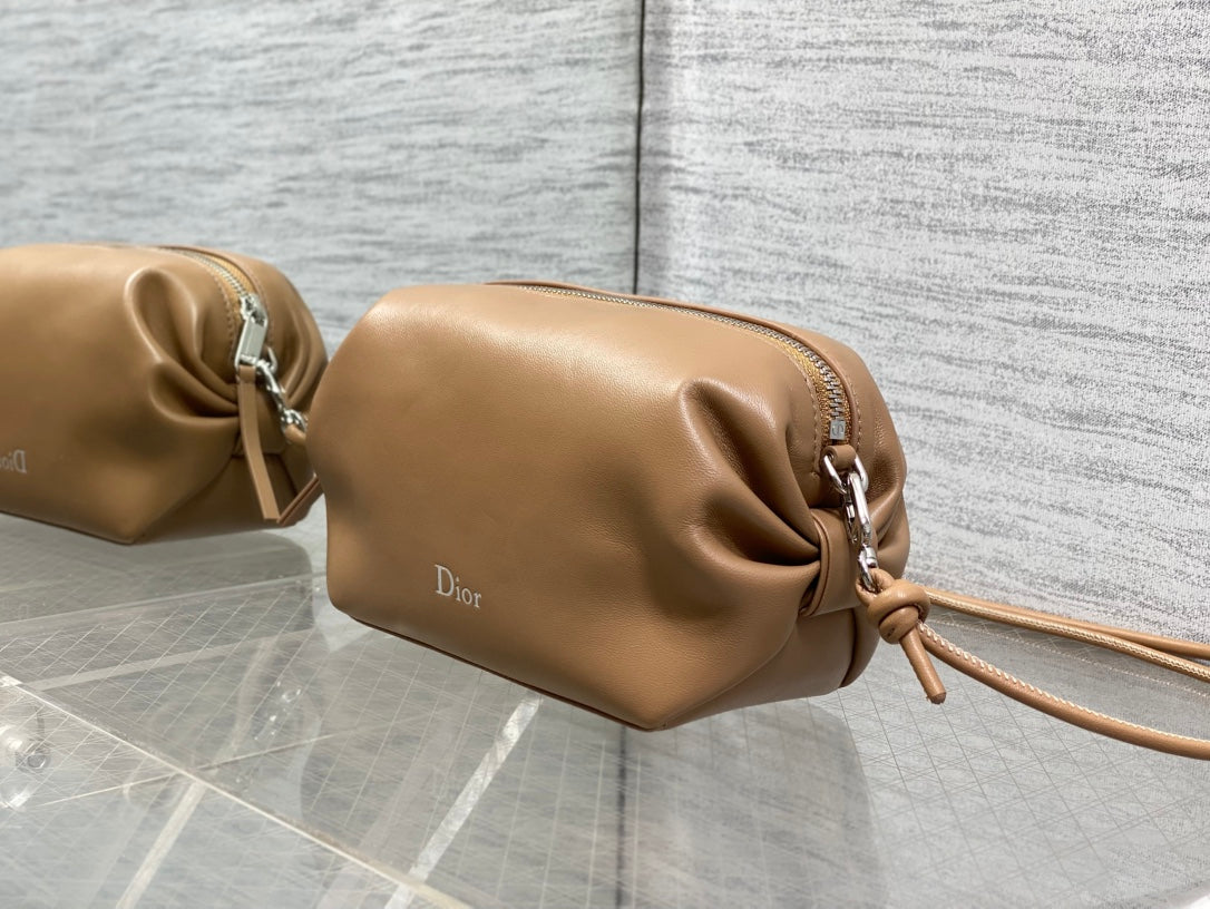 Dior 2026 Bow Pouch 20cm Camel Lambskin 286631