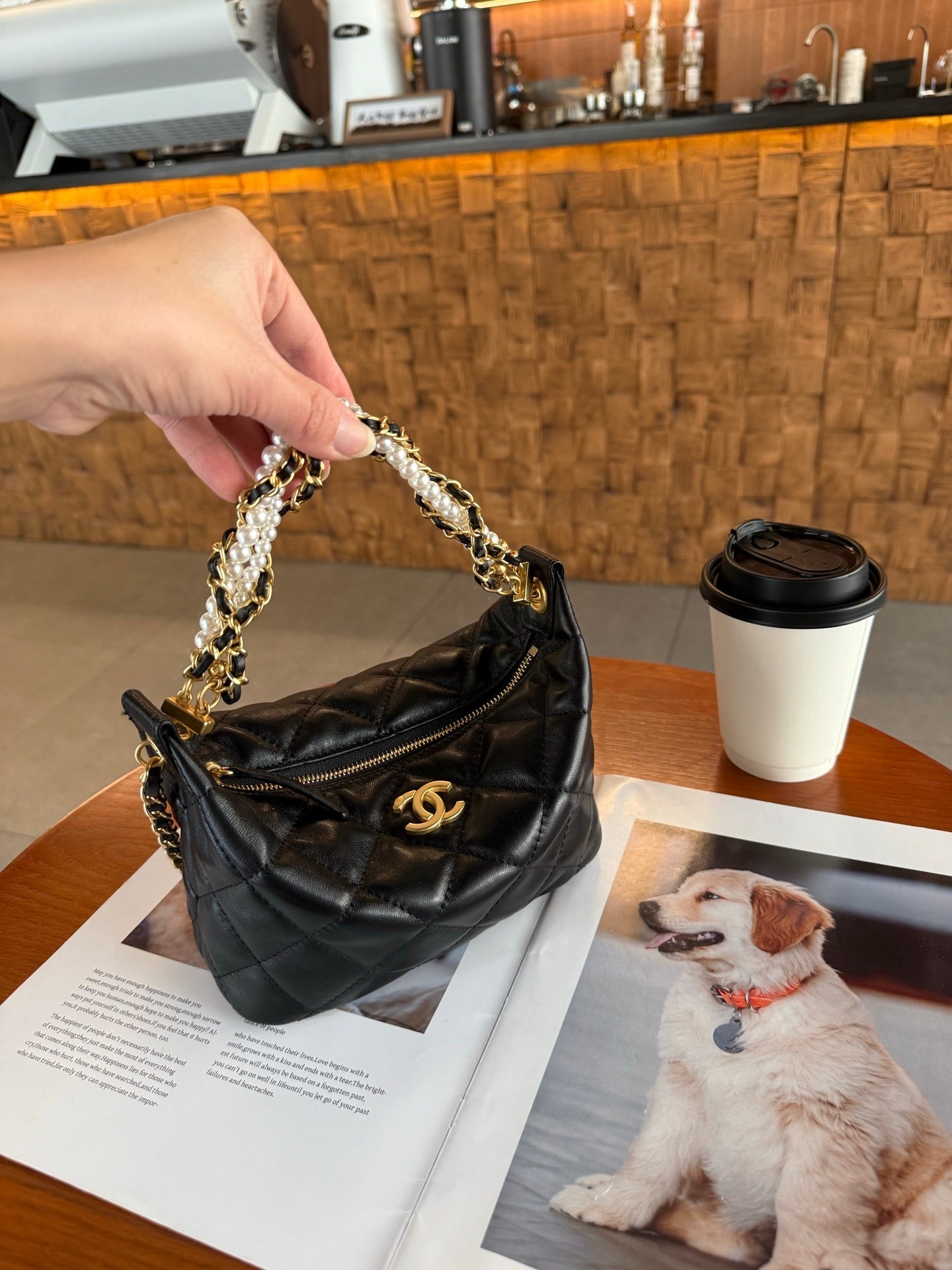 Chanel 2026 Pearl Chain Lunch Box 23.5 Black Sheepskin
