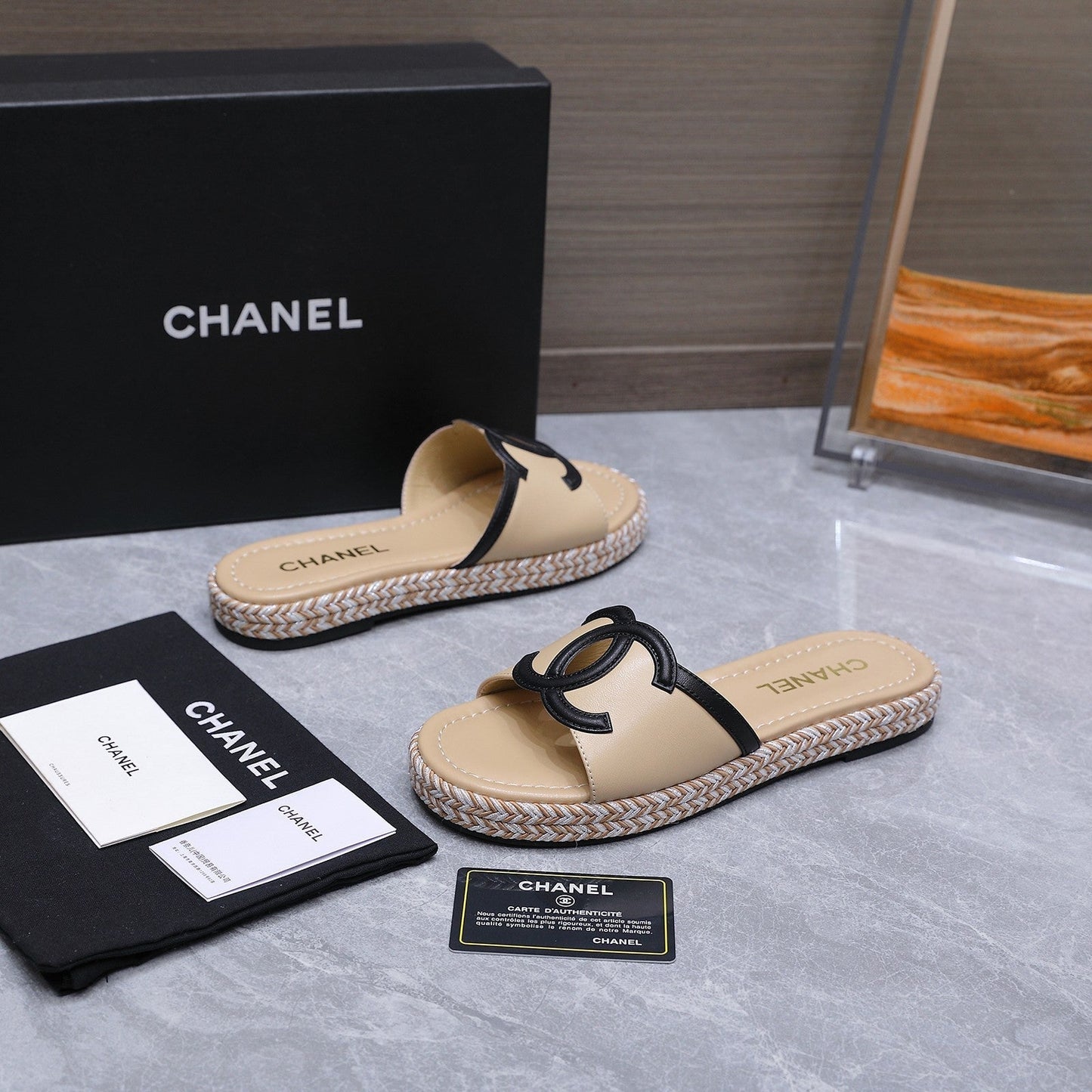 Chanel 2026 Slippers Beige Sheepskin 758401