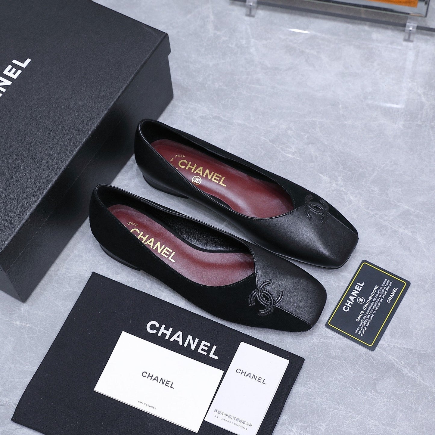 Chanel 2026 Ballet Flats Black Suede Sheepskin 758422