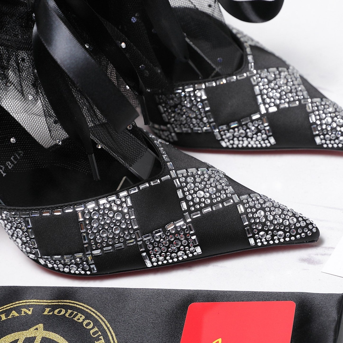 CL 2026 Doria Offenbee 105mm Pump Strass Tulle Leather 864004