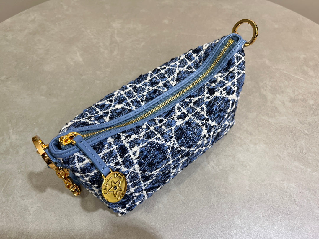 Dior 2026 Star Hobo Bag With Chain 28.5cm Tweed Leather