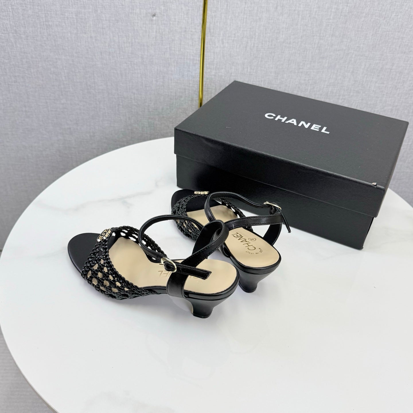 Chanel 2026 Slingback Sandals 40mm Woven Sheepskin 801631