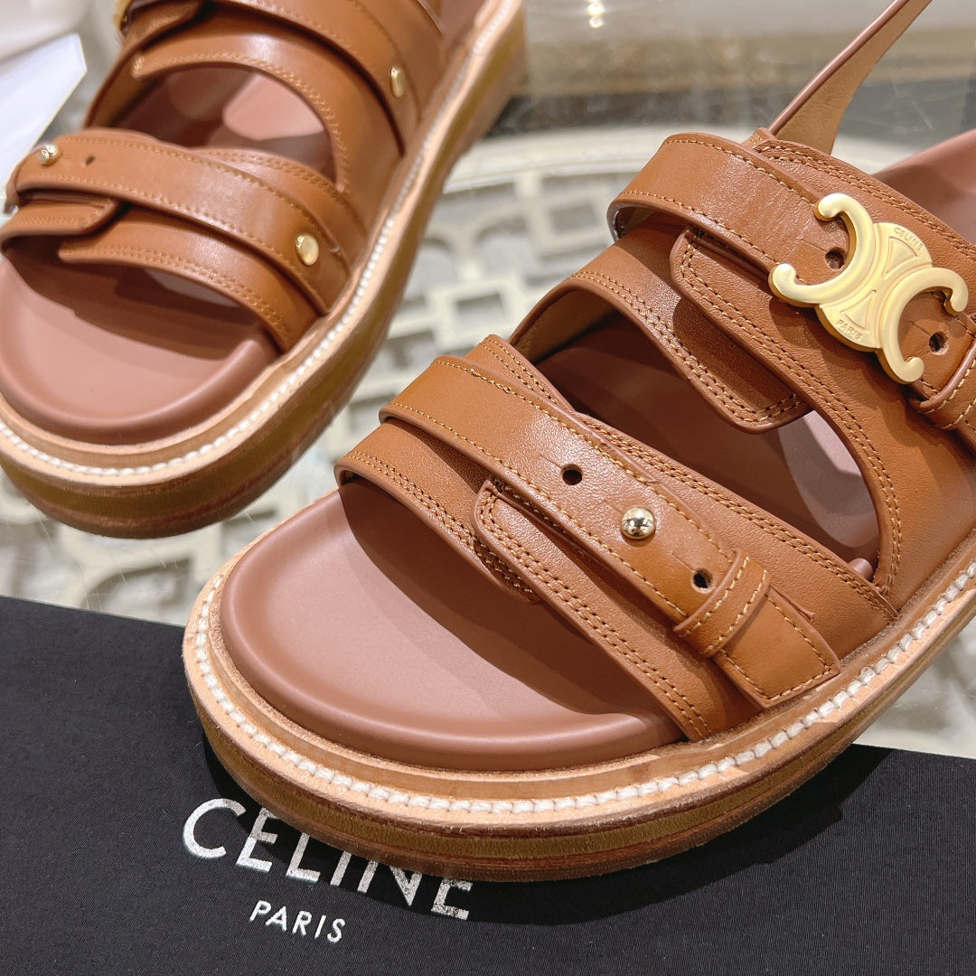 Celine 26 Tippi Triomphe Sandals Calfskin Leather 736593