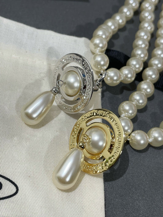 Vivienne Westwood One Row Pearl Drop Chokers Necklace