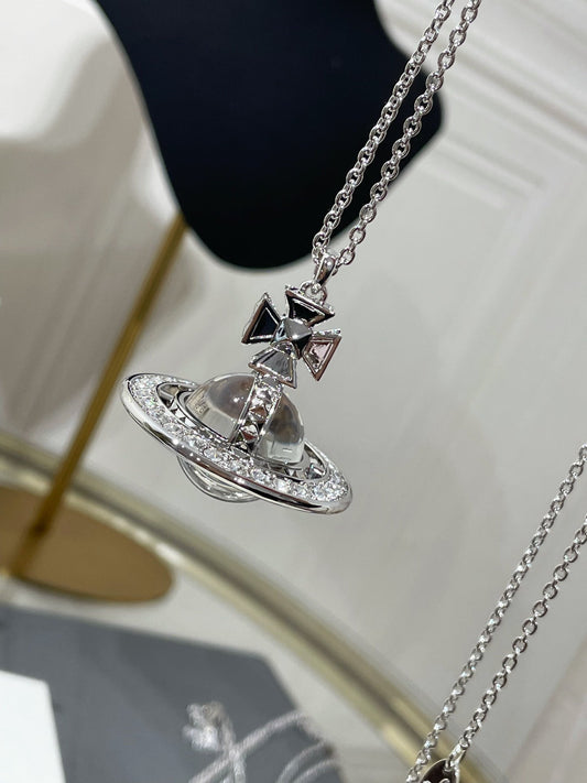 Vivienne Westwood Orb Necklace Crystal Sliver