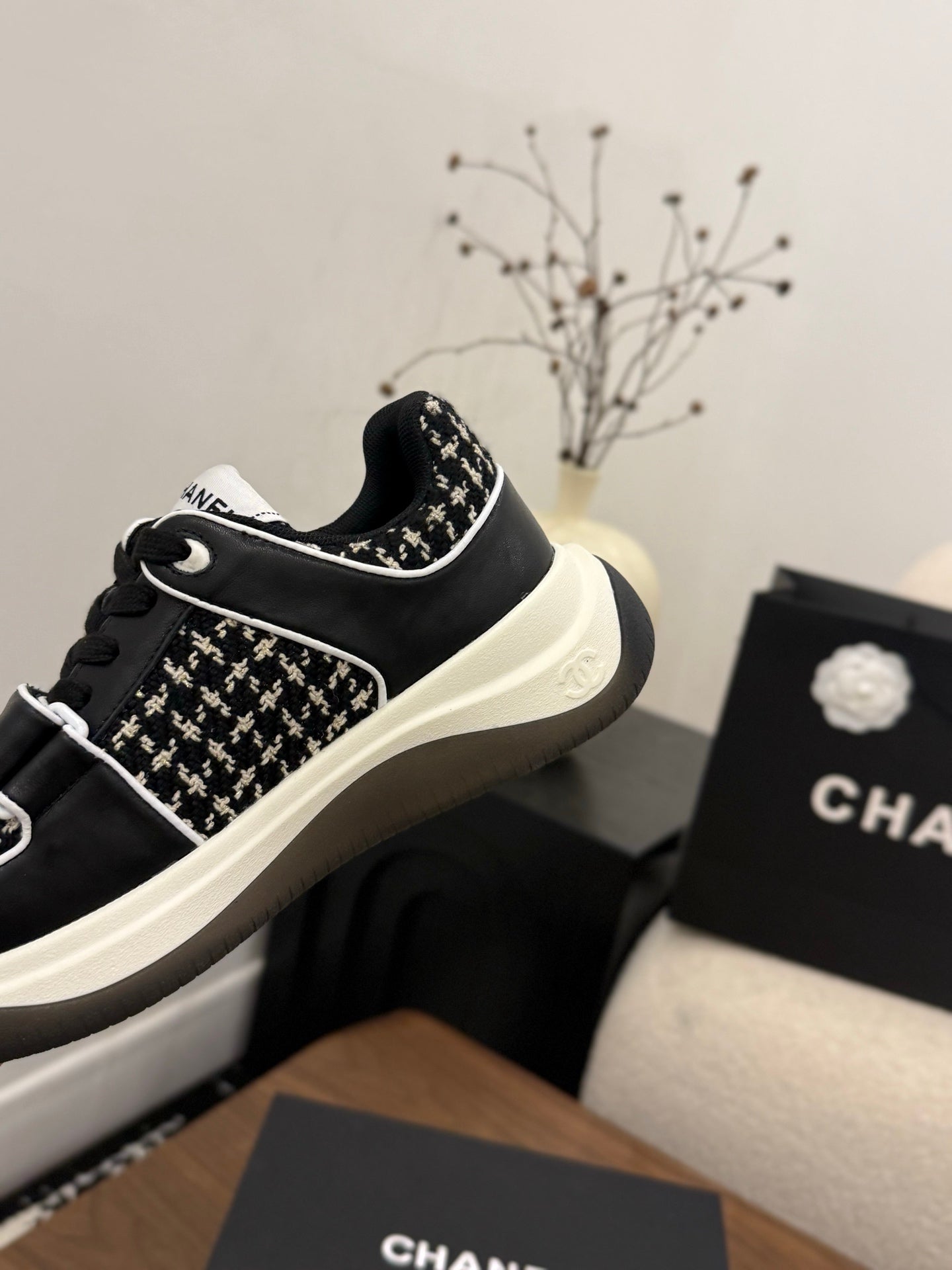CC 26s Casual Sneaker Black Tweed Leather 183599