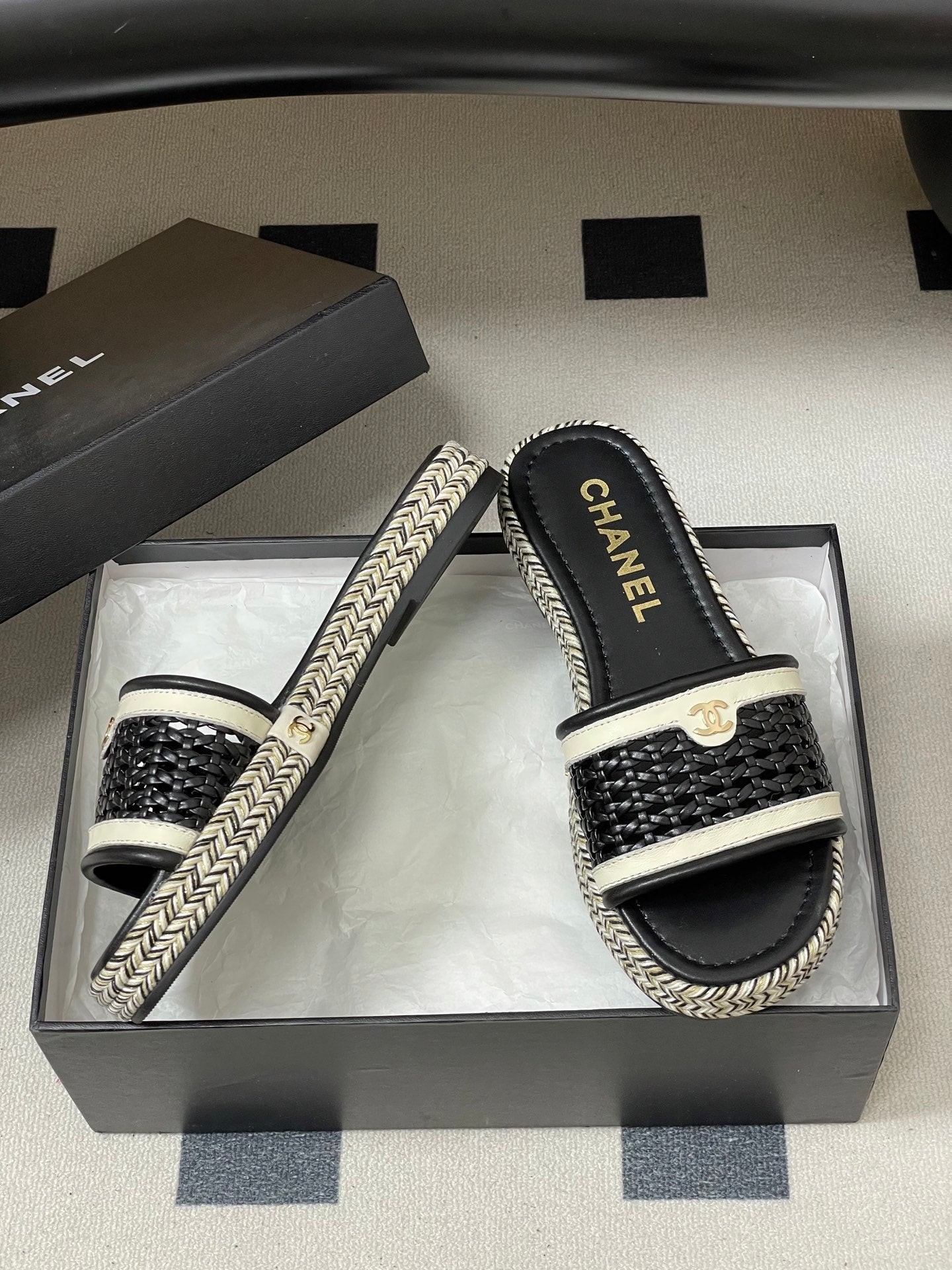 CC 26s Platform Slippers Black Cowhide 649461
