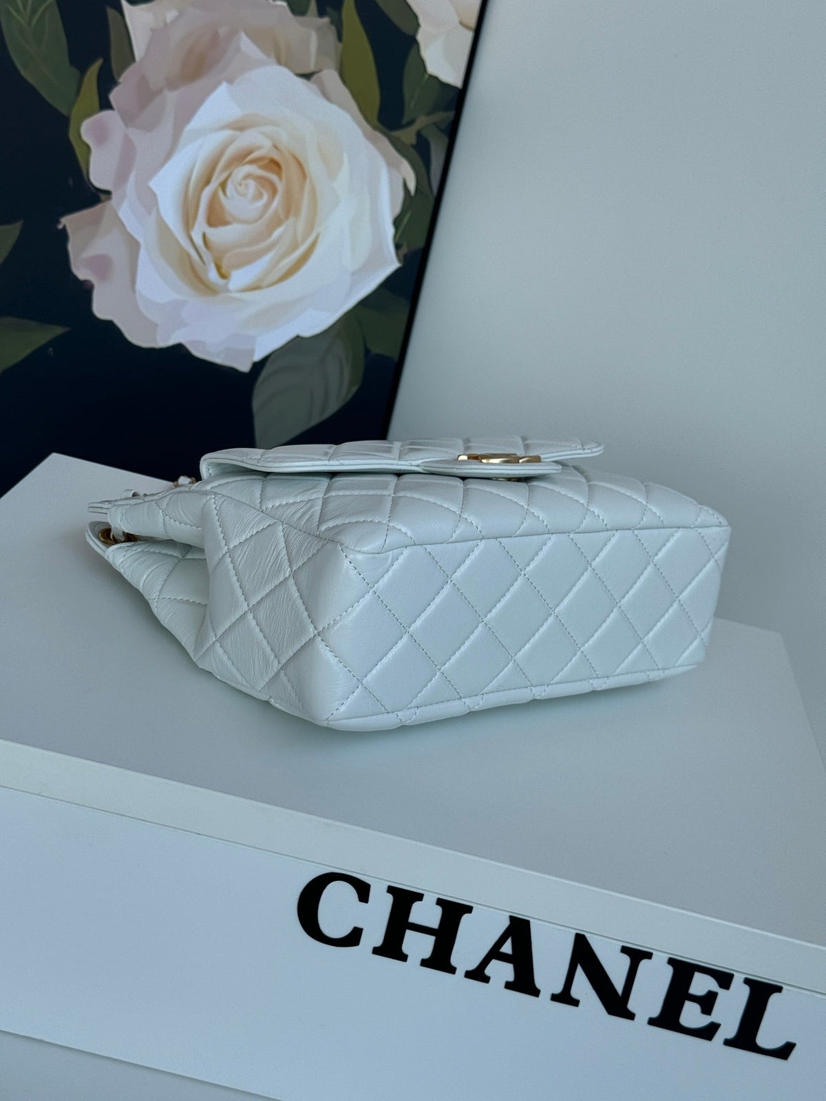 CC 23C Small Hobo Bag 21.5 Light Cloud Blue Lambskin Gold Hardware
