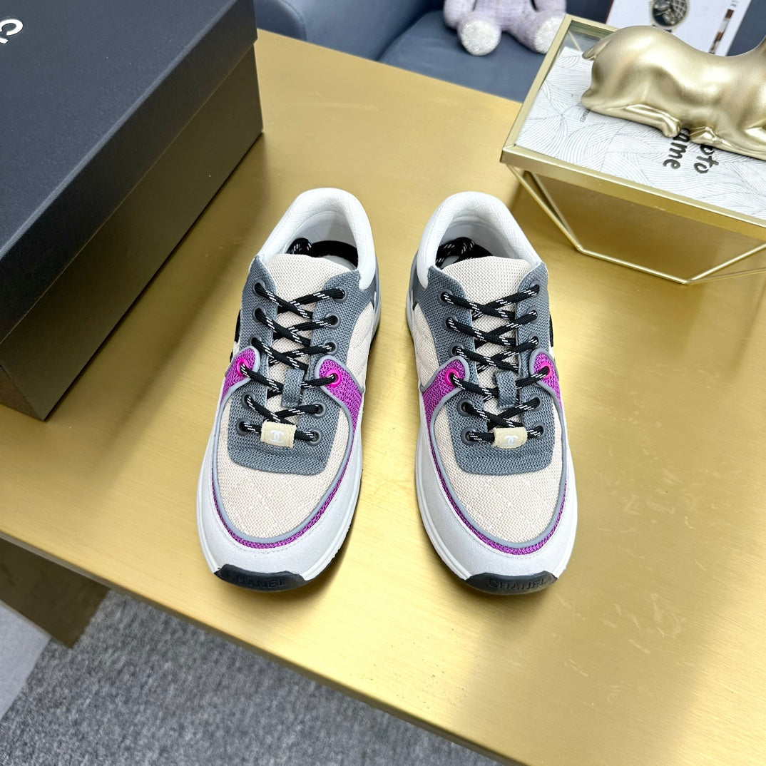 CC 2026 Casual Sneakers White Beige Gray Canvas Suede 668065