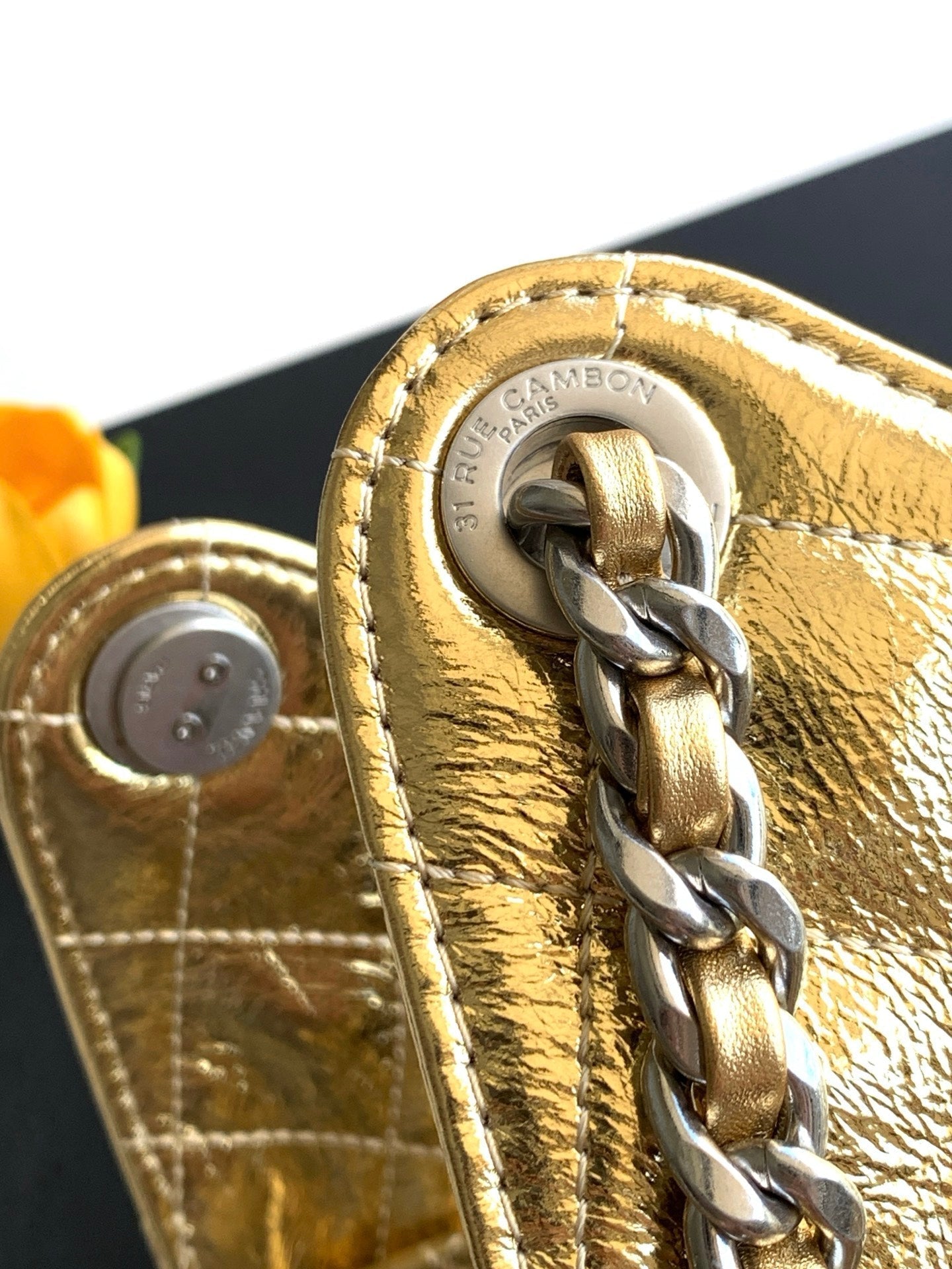 Chanel 2026 Hobo Shoulder Bag Gold And Silver Metallic Calfskin