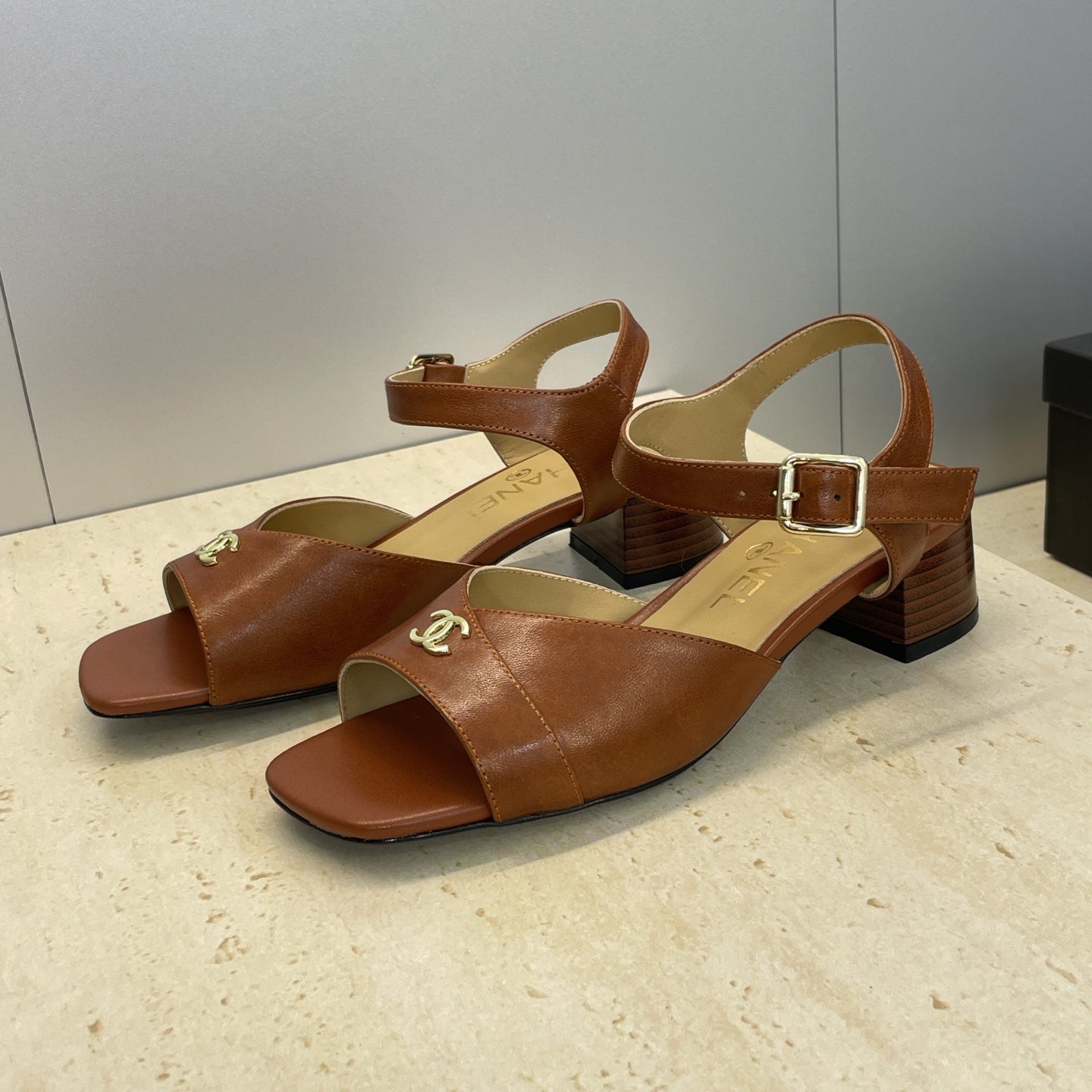 CC 26 Heeled Sandal 45mm Brown Beige Sheepskin 607474