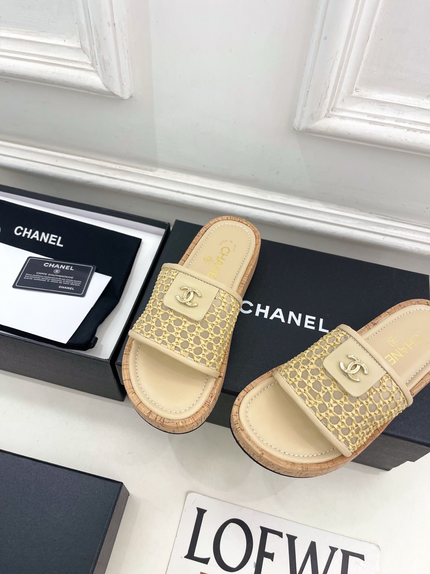 Chanel 2026 Woven Platform Slippers Sheepskin 831402