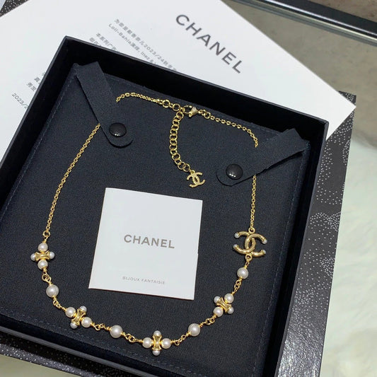Chanel 2026 Gold Double C Pearl Necklace