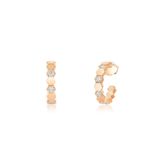 HONEE PINK GOLD DIAMOND HOOP EARRINGS