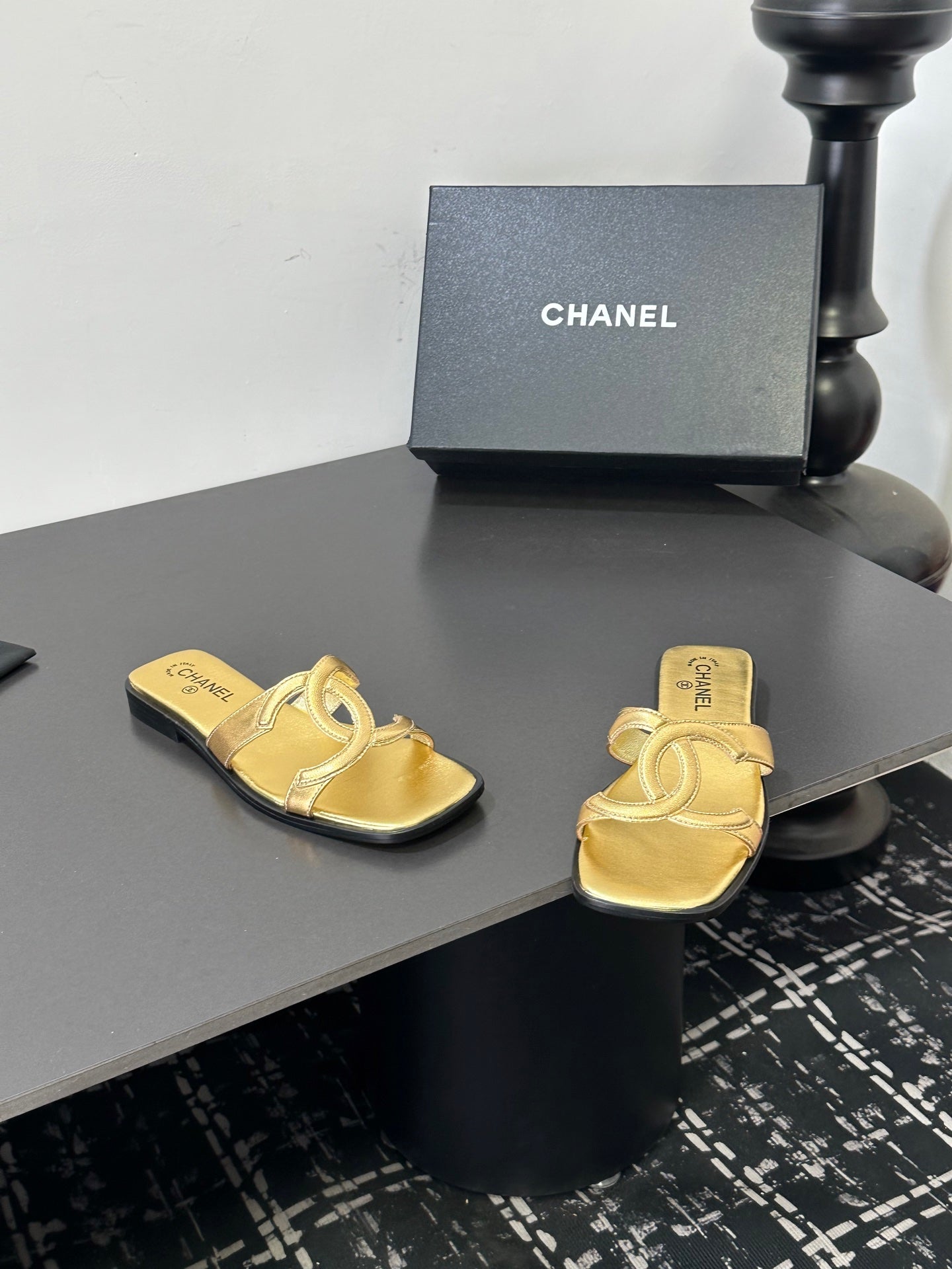 Chanel 2026 Flat Sandal Gold Cowhide