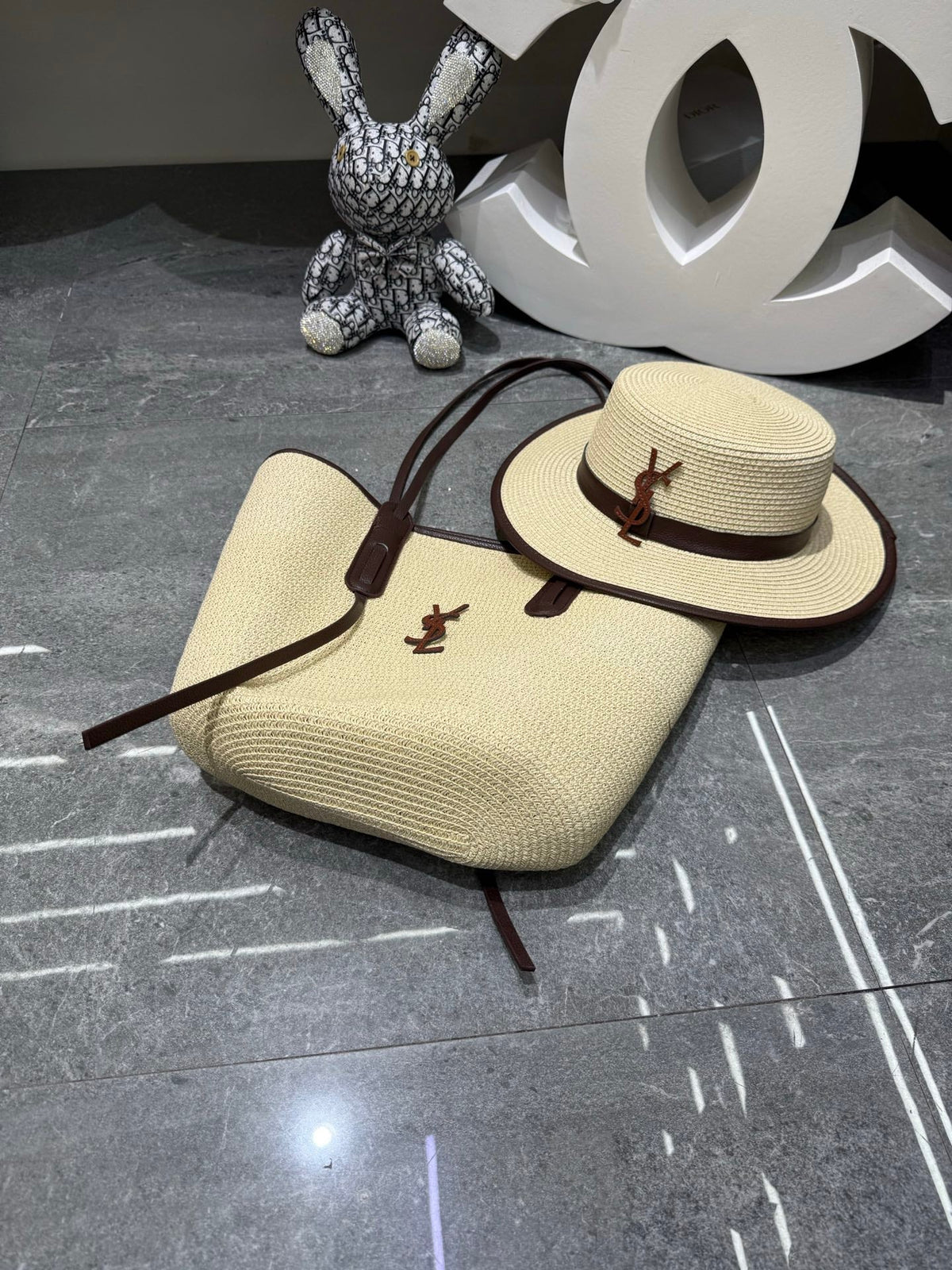 YSL Tote Bag & Hat Set Plant Grass 209740